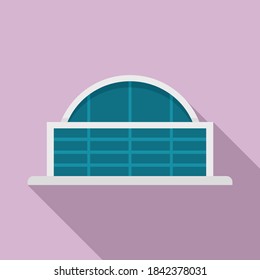Airport glass building icon. Flat illustration of airport glass building vector icon for web design