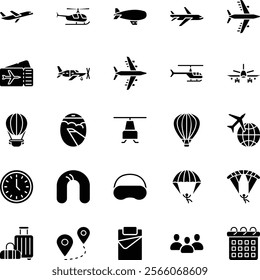 Airport glyph vector icons pack