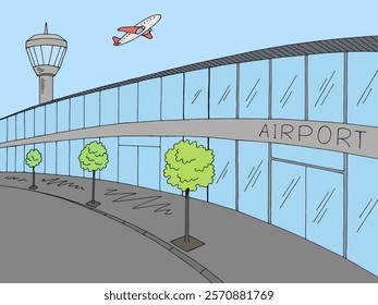 Airport graphic color exterior sketch illustration vector 