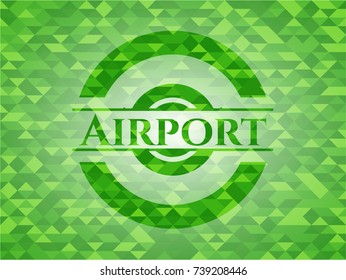 Airport green emblem with mosaic background