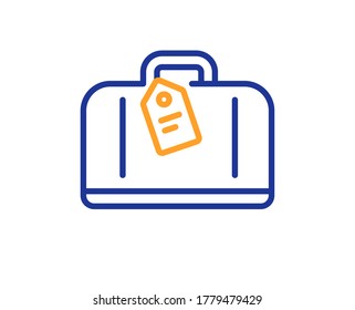 Airport hand baggage reclaim line icon. Airplane luggage sign. Flight checked bag symbol. Colorful thin line outline concept. Linear style hand baggage icon. Editable stroke. Vector