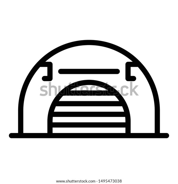 Airport hangar icon. Outline\
airport hangar vector icon for web design isolated on white\
background
