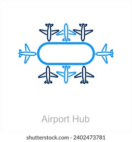 Airport Hub and flight icon concept