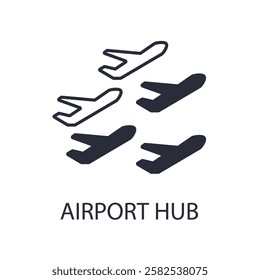 airport hub icon. vector.Editable stroke.linear style sign for use web design,logo.Symbol illustration.