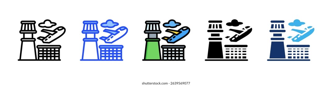 Airport Icon Collection With Multiple Styles