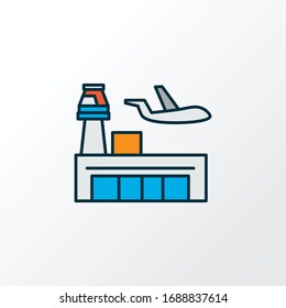 Airport icon colored line symbol. Premium quality isolated flight element in trendy style.