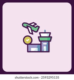 Airport Icon Design Air Travel Transportation Airplane Flight