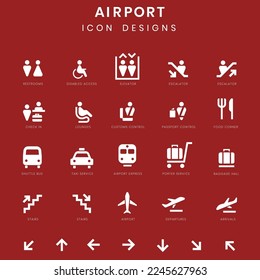 airport icon design vector set
