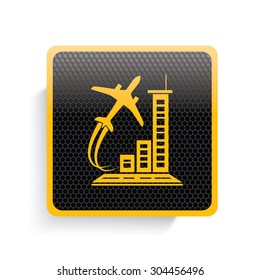 Airport icon design,yellow version,clean vector