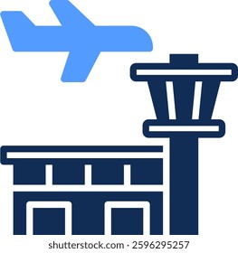 Airport Icon Glyph Color Vector Illustration