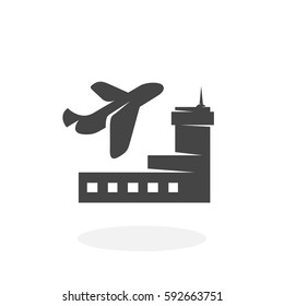 Airport icon illustration isolated on white background sign symbol. Airport vector logo. Flat design style. Modern vector pictogram for web graphics - stock vector