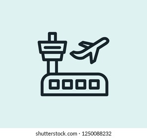 Airport Icon Line Isolated On Clean Background. Airport Icon Concept Drawing Icon Line In Modern Style. Vector Illustration For Your Web Mobile Logo App UI Design.