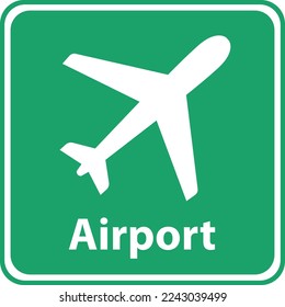 Airport icon on white background. Airport sign. Airport sign on green board. flat style.