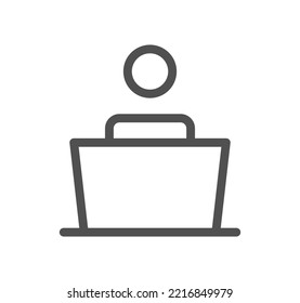 Flughafensymbol-Umriss und Linearvektor.
