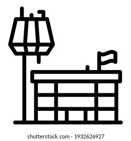 Flughafensymbol. Umriss-Flughafen-Vektorsymbol für Webdesign einzeln auf weißem Hintergrund