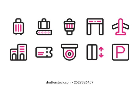 airport icon pack outline color style