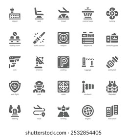 Airport icon pack for your website, mobile, presentation, and logo design. Airport icon glyph design. Vector graphics illustration and editable stroke.