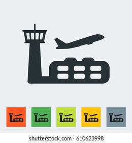 Airport icon, plane and travel. Vector icon