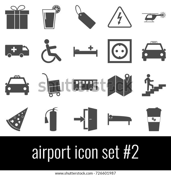 Airport. Icon\
set 2. Gray icon on white\
background.