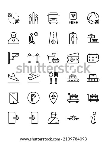 Airport Icon Set 30 isolated on white background