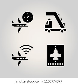 Airport icon set. architecture, blue, structure and flight illustration vector icons for web and design