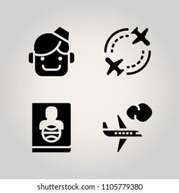 Airport icon set. attendant, caucasian, customs and jet illustration vector icons for web and design