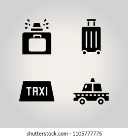 Airport icon set. baggage, flight, trolley and view illustration vector icons for web and design