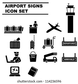 Airport Icon Set, Black