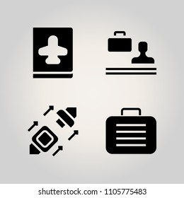 Airport icon set. briefcase, map, bag and security illustration vector icons for web and design
