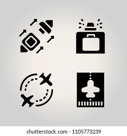 Airport icon set. case, danger, modern and trolley illustration vector icons for web and design