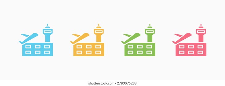 Airport Icon Set Color Multiple Style Collection Illustration