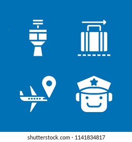 airport icon set. With control tower, luggage and flight  vector icons for graphic design and web