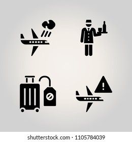 Airport icon set. crew, tourist, commercial and girl illustration vector icons for web and design