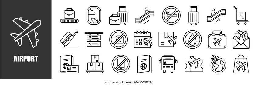 Conjunto de iconos de AEROPUERTO para Elementos de diseño	