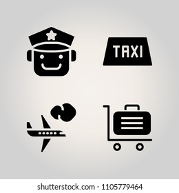 Airport icon set. design, fly, flying and train illustration vector icons for web and design