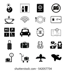 airport icon set, flat design