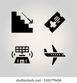 Airport icon set. fly, construction, white and job illustration vector icons for web and design