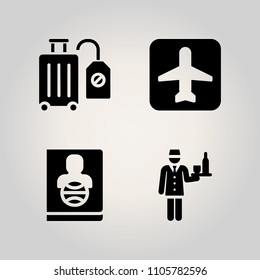 Airport icon set. friendly, service, white and flat illustration vector icons for web and design