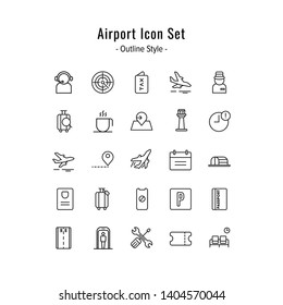 airport icon set. airport icons vector. outline icon style design
