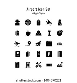 airport icon set. airport icons vector. glyph icon style design
