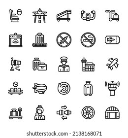airport icon set illustration vector graphic