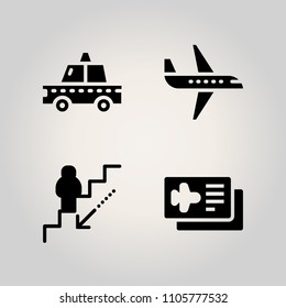 Airport icon set. job, wheel, wood and flight illustration vector icons for web and design