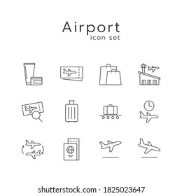 Airport icon set. Linear icon. Vector illustration.