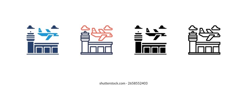 Airport icon set multiple style collection