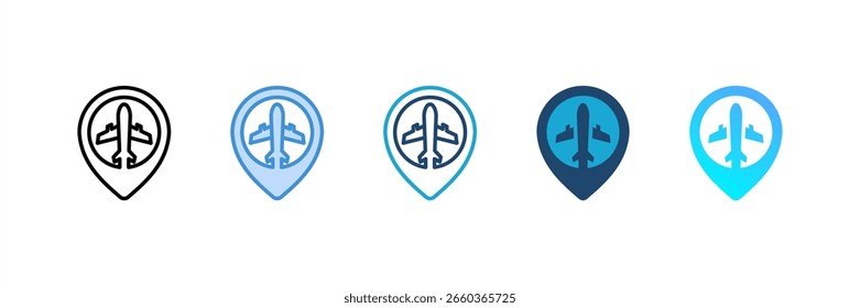 Conjunto de iconos de aeropuerto colección de estilo múltiple