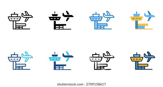 Airport icon set multiple style vector collection. Editable Stroke 
