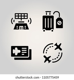 Airport icon set. object, trolley, journey and people illustration vector icons for web and design