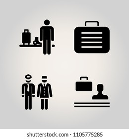 Airport icon set. packing, waiting, terminal and woman illustration vector icons for web and design