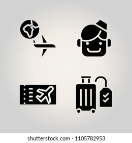 Airport icon set. paper, isolated, briefcase and invitation illustration vector icons for web and design