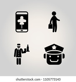 Airport icon set. phone, vehicle, transport and group illustration vector icons for web and design